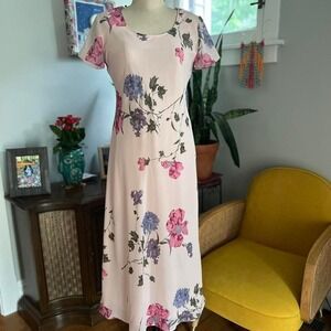 Super cute vintage 90s easy breezy light pink floral‎ dress by Ronni Nicole- 4